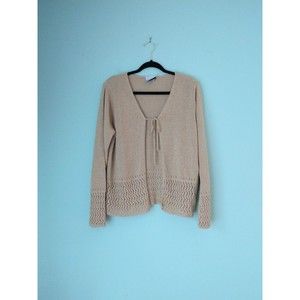 VTG 90s Y2K Fashion Bug Metallic Front Tie Cardigan Sz Large Gold Party Sparkly